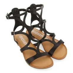 Gioseppo Sandalias Planas<Sandalias Estilo Romano Piel Negra Para Mujer Topoje