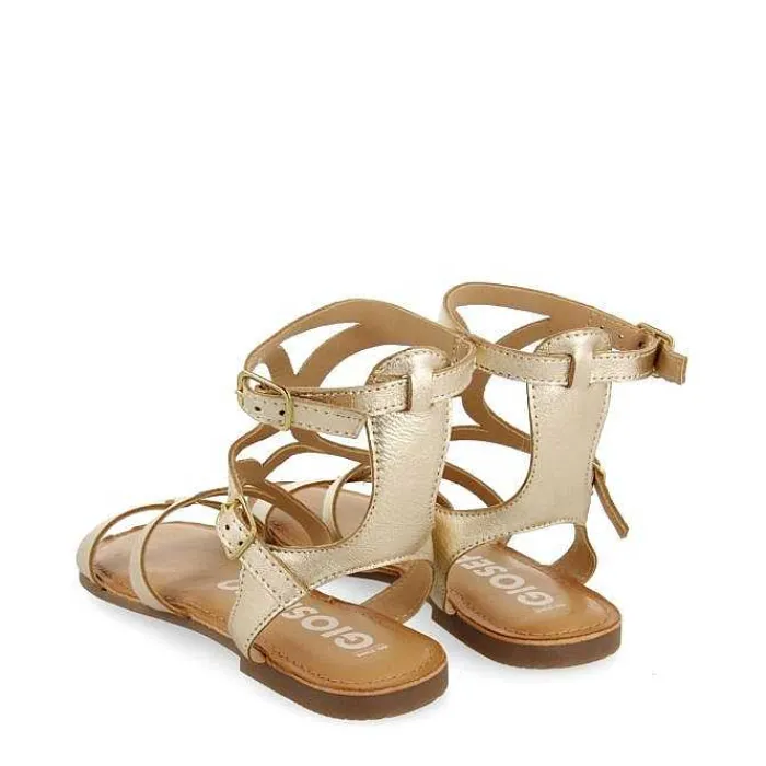 Gioseppo Sandalias Planas<Sandalias Estilo Romano Piel Color Platino Para Mujer Topoje
