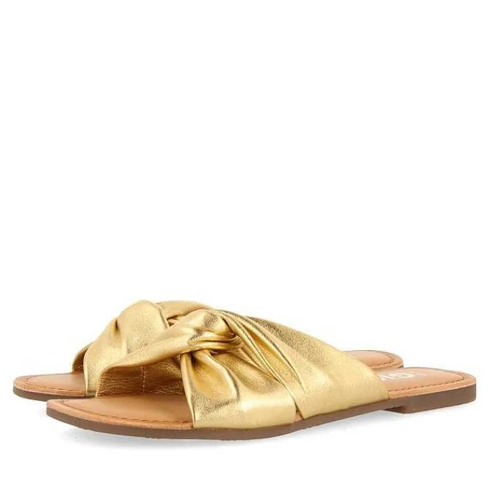 Gioseppo Sandalias Planas<Sandalias Estilo Slip De Piel Dorada Para Mujer Agira