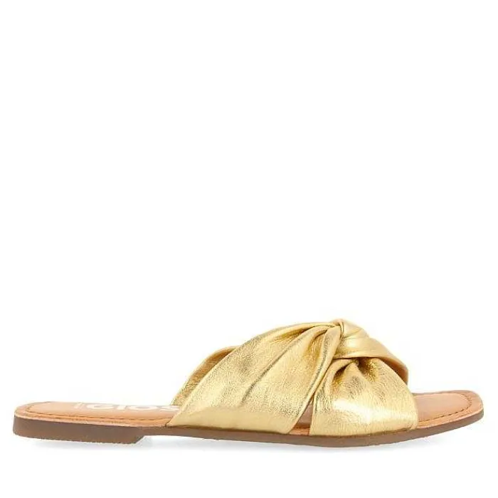 Gioseppo Sandalias Planas<Sandalias Estilo Slip De Piel Dorada Para Mujer Agira