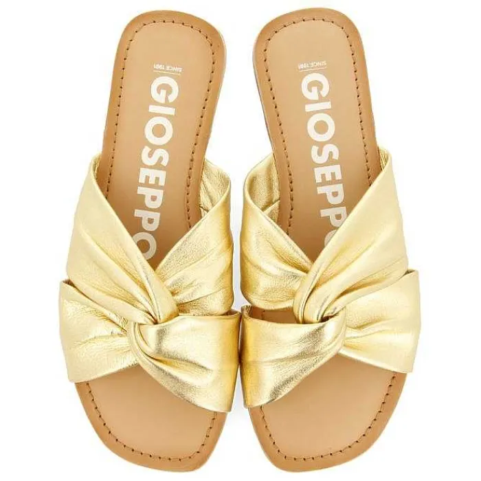 Gioseppo Sandalias Planas<Sandalias Estilo Slip De Piel Dorada Para Mujer Agira