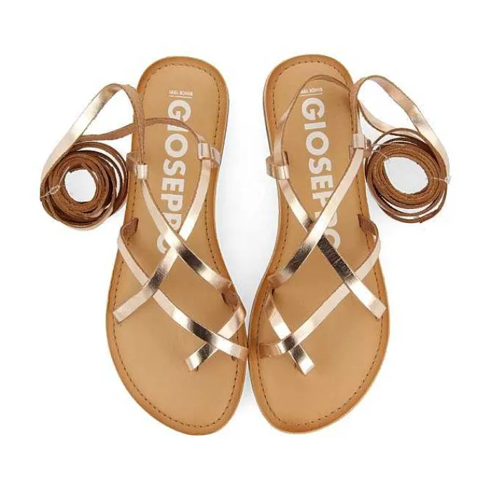 Gioseppo Sandalias Planas<Sandalias Lussat Con Finas Tiras Doradas Para Atar Alrededor De La Pierna