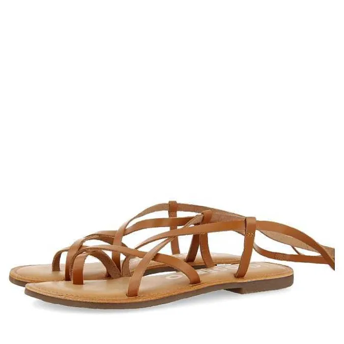 Gioseppo Sandalias Planas<Sandalias Lussat Con Tiras Finas Color Canela Para Atar Alrededor De La Pierna