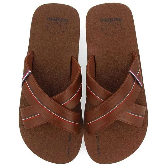 Gioseppo Chancletas<Sandalias Marron Con Tira Cruzada Y Detalles De Color Para Hombre Elkton