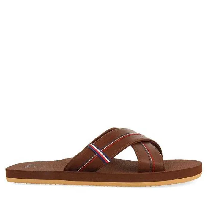 Gioseppo Chancletas<Sandalias Marron Con Tira Cruzada Y Detalles De Color Para Hombre Elkton