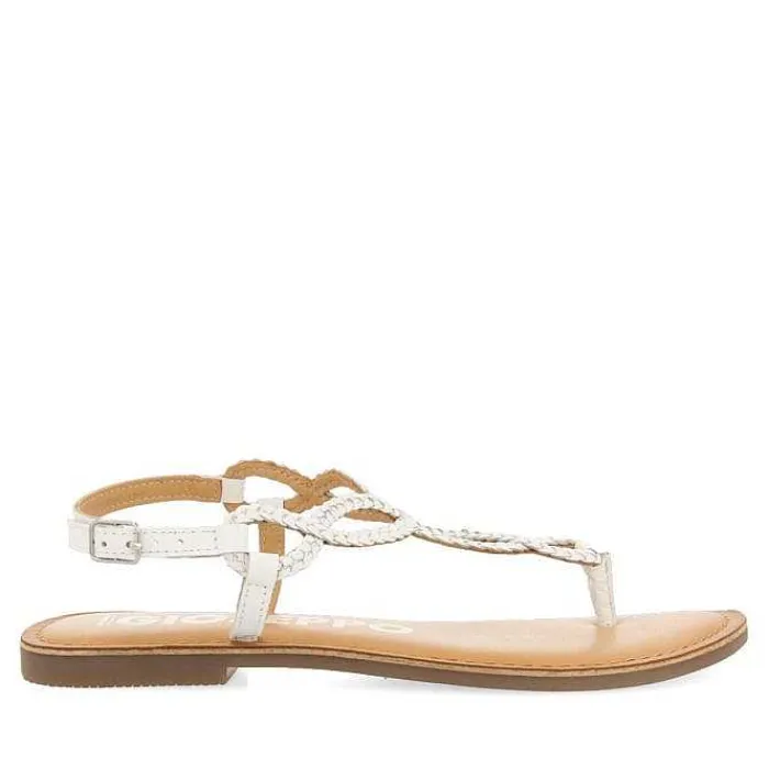 Gioseppo Sandalias Planas<Sandalias Merignas De Mujer Con Tiras Trenzadas Blancas.