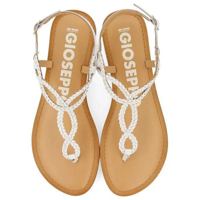 Gioseppo Sandalias Planas<Sandalias Merignas De Mujer Con Tiras Trenzadas Blancas.