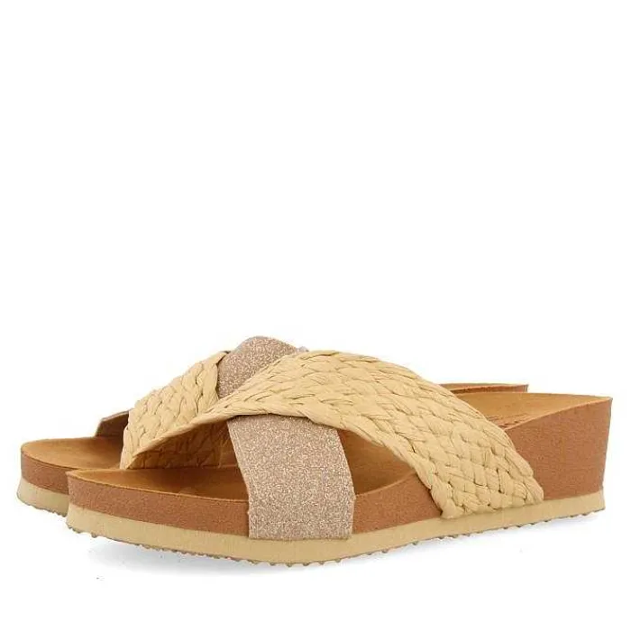 Gioseppo Chancletas<Sandalias Mujer Cuña Tiras Color Natural Goulds