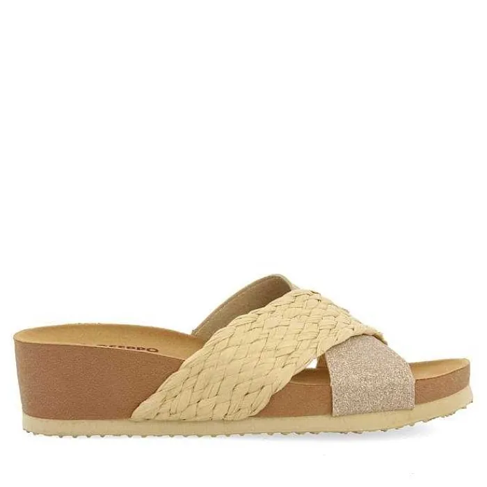 Gioseppo Chancletas<Sandalias Mujer Cuña Tiras Color Natural Goulds