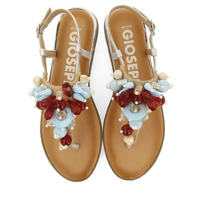 Gioseppo Sandalias Planas<Sandalias Mujer De Piel Chapada Con Pasamadas Multicolor Estilo Griego Hayle