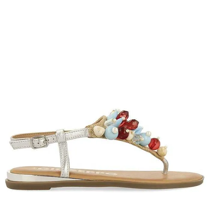 Gioseppo Sandalias Planas<Sandalias Mujer De Piel Chapada Con Pasamadas Multicolor Estilo Griego Hayle