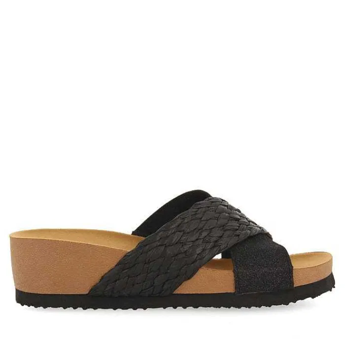 Gioseppo Chancletas<Sandalias Mujer Goulds Con Tiras Y Cuña Negras