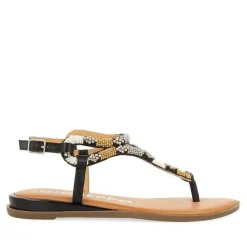Gioseppo Sandalias Planas<Sandalias Negras Con Piedras Multicolor Para Mujer Nyssa