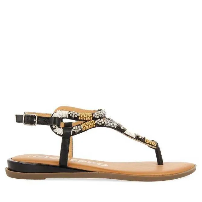 Gioseppo Sandalias Planas<Sandalias Negras Con Piedras Multicolor Para Mujer Nyssa