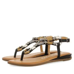 Gioseppo Sandalias Planas<Sandalias Negras Con Piedras Multicolor Para Mujer Nyssa
