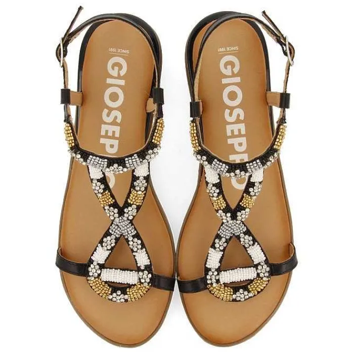 Gioseppo Sandalias Planas<Sandalias Negras Con Piedras Multicolor Para Mujer Mulion