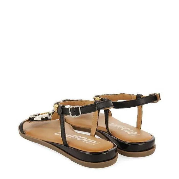 Gioseppo Sandalias Planas<Sandalias Negras Con Piedras Multicolor Para Mujer Mulion