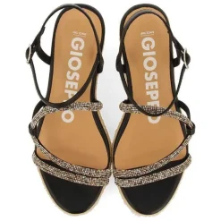 Gioseppo Sandalias Cuña<Sandalias Negras Con Tiras De Cristal Multicolor Y Cuña De Yute Para Mujer Catania