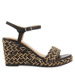 Gioseppo Sandalias Cuña<Sandalias Negras Y Cuña Alta Natural Con Detalles Trenzados Para Mujer Tigard