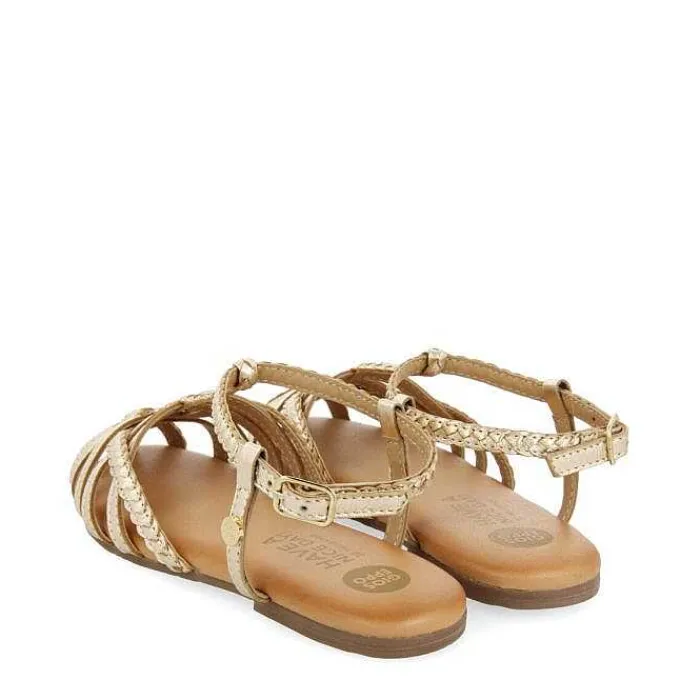 Gioseppo Niñas |Sandalias<Sandalias Nina Tanlay De Piel Dorada Con Varias Tiras