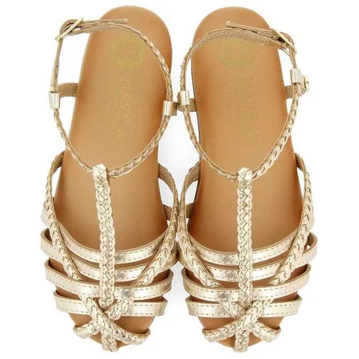Gioseppo Niñas |Sandalias<Sandalias Nina Tanlay De Piel Dorada Con Varias Tiras