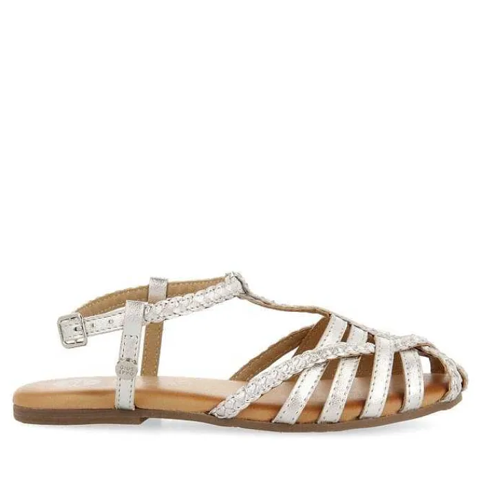 Gioseppo Niñas |Sandalias<Sandalias Nina Tanlay De Piel Plateada Con Varias Tiras
