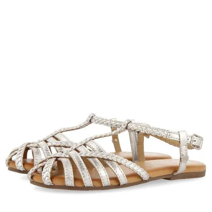 Gioseppo Niñas |Sandalias<Sandalias Nina Tanlay De Piel Plateada Con Varias Tiras