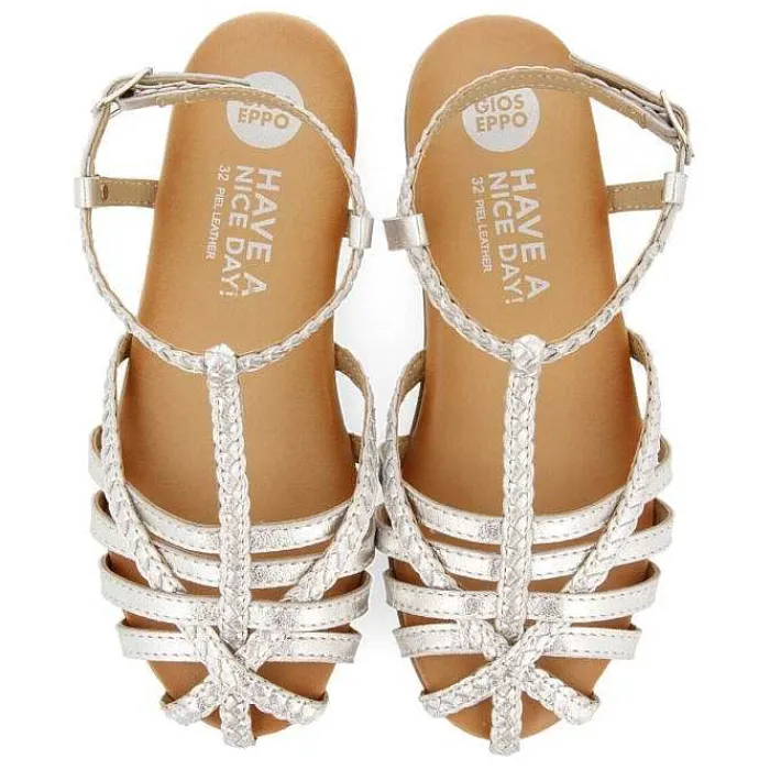 Gioseppo Niñas |Sandalias<Sandalias Nina Tanlay De Piel Plateada Con Varias Tiras
