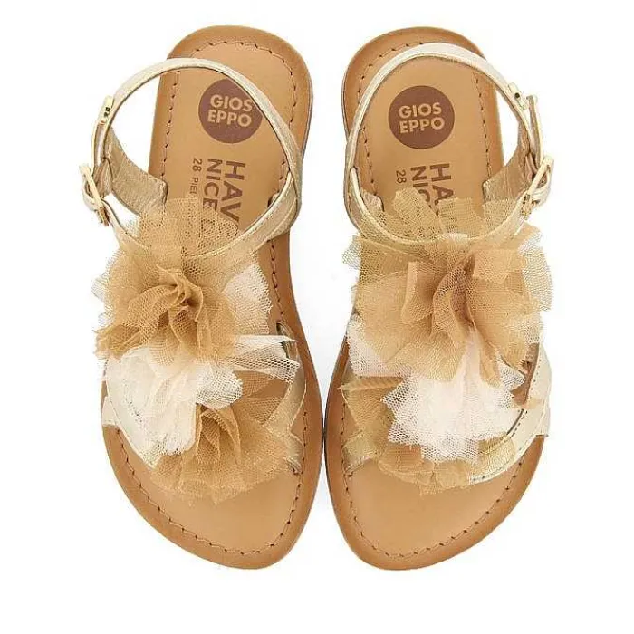 Gioseppo Niñas |Sandalias<Sandalias Piel Dorada Con Pompones En Tono Nude Para Nina Y Nino Tecate