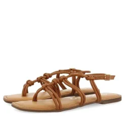 Gioseppo Sandalias Planas<Sandalias Planas De Mujer Rosny Color Tostado Con Tiras Finas Y Nudos Decorativos