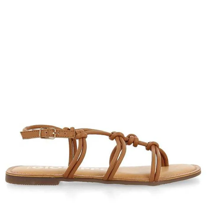 Gioseppo Sandalias Planas<Sandalias Planas De Mujer Rosny Color Tostado Con Tiras Finas Y Nudos Decorativos