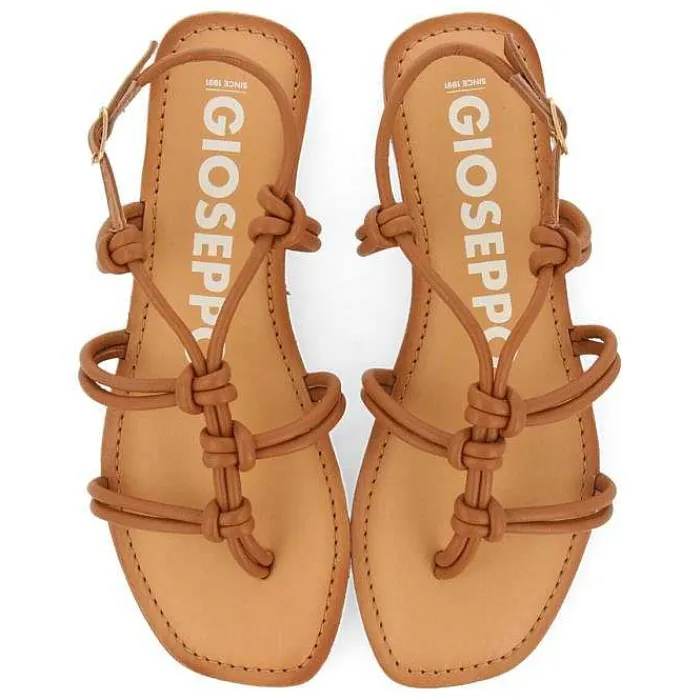 Gioseppo Sandalias Planas<Sandalias Planas De Mujer Rosny Color Tostado Con Tiras Finas Y Nudos Decorativos