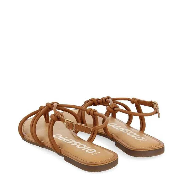 Gioseppo Sandalias Planas<Sandalias Planas De Mujer Rosny Color Tostado Con Tiras Finas Y Nudos Decorativos