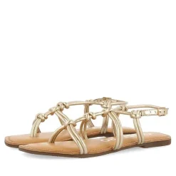 Gioseppo Sandalias Planas<Sandalias Planas De Mujer Rosny De Piel Color Dorado Con Tiras Finas Y Nudos Decorativos