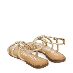Gioseppo Sandalias Planas<Sandalias Planas De Mujer Rosny De Piel Color Dorado Con Tiras Finas Y Nudos Decorativos