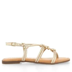 Gioseppo Sandalias Planas<Sandalias Planas De Mujer Rosny De Piel Color Dorado Con Tiras Finas Y Nudos Decorativos