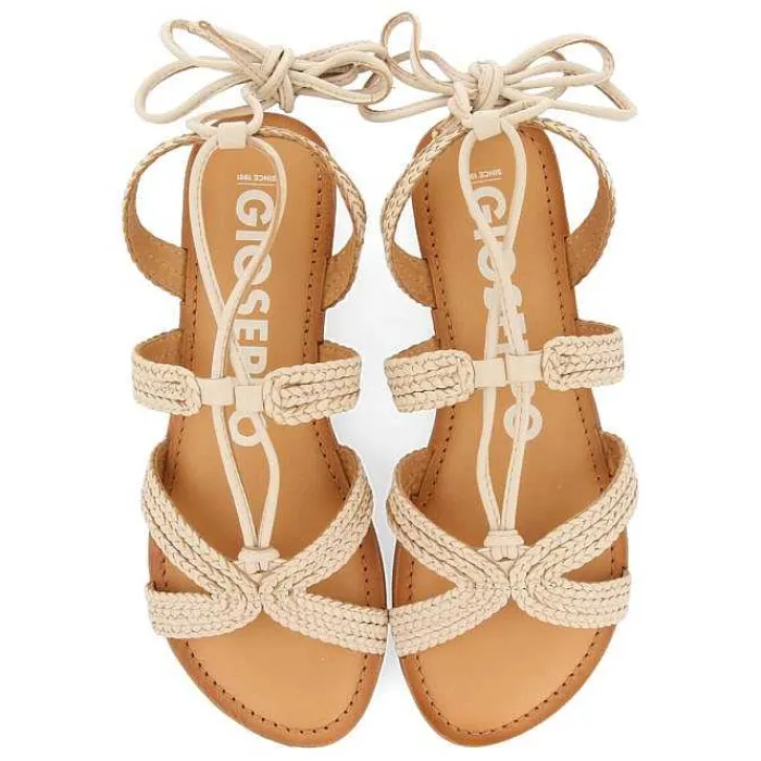 Gioseppo Sandalias Planas<Sandalias Planas De Mujer Darney De Piel Trenzada Y Cordones En Color Blanco Roto