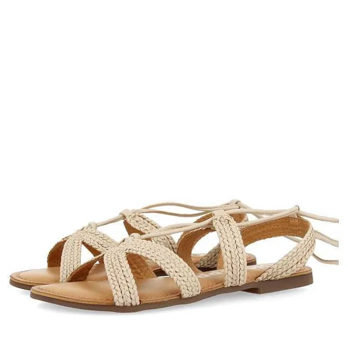 Gioseppo Sandalias Planas<Sandalias Planas De Mujer Darney De Piel Trenzada Y Cordones En Color Blanco Roto