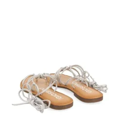 Gioseppo Sandalias Planas<Sandalias Planas De Mujer Kern De Piel Plateada Con Tiras Finas Y Nudos Decorativos