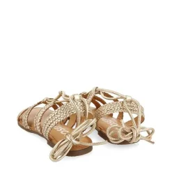 Gioseppo Sandalias Planas<Sandalias Planas De Mujer Darney De Piel Trenzada Dorada Con Cordones