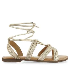 Gioseppo Sandalias Planas<Sandalias Planas De Mujer Darney De Piel Trenzada Dorada Con Cordones