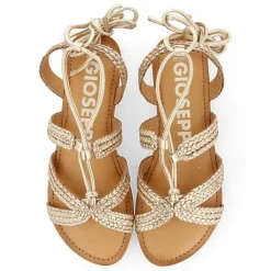 Gioseppo Sandalias Planas<Sandalias Planas De Mujer Darney De Piel Trenzada Dorada Con Cordones