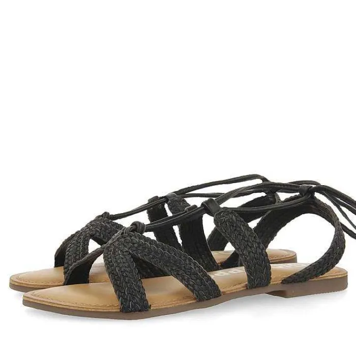 Gioseppo Sandalias Planas<Sandalias Planas De Mujer Darney De Piel Trenzada Y Cordones En Negro