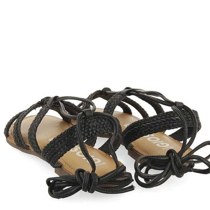 Gioseppo Sandalias Planas<Sandalias Planas De Mujer Darney De Piel Trenzada Y Cordones En Negro