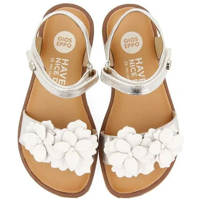 Gioseppo Niñas |Sandalias<Sandalias Plateadas De Piel Con Adorno De Flores Para Nina Y Nino Nehalem