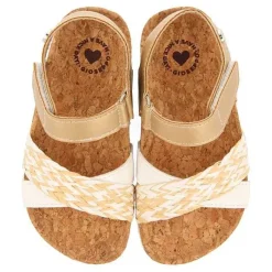 Gioseppo Niñas |Chancletas<Sandalias Suela Bio Blanca Y Dorada Con Trenzado De Rafia Para Nina Y Nino Brataj