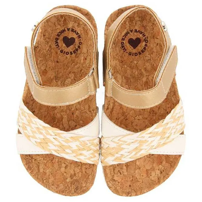 Gioseppo Niñas |Chancletas<Sandalias Suela Bio Blanca Y Dorada Con Trenzado De Rafia Para Nina Y Nino Brataj