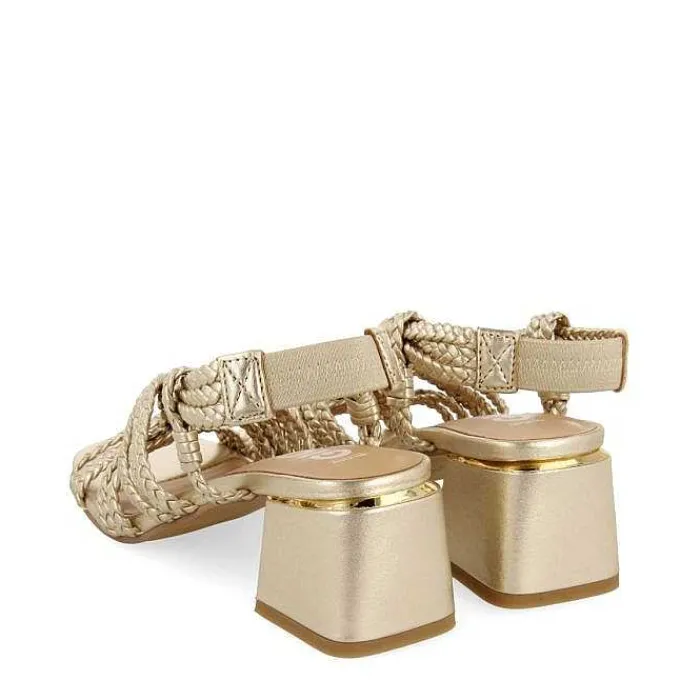 Gioseppo Sandalias Tacon<Sandalias Tacon Dorado Piel Trenzada Para Mujer Maliq