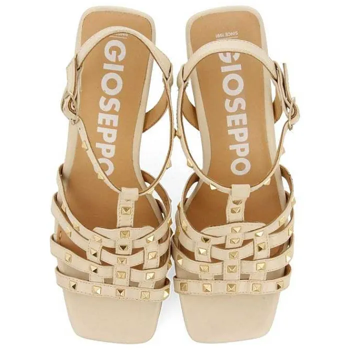 Gioseppo Sandalias Tacon<Sandalias Tacon Estilo Cangrejo Y Tachuelas Blanco Rojo Para Mujer Krizevci