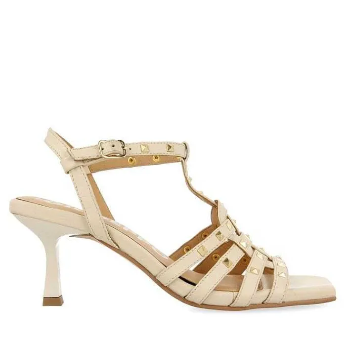 Gioseppo Sandalias Tacon<Sandalias Tacon Estilo Cangrejo Y Tachuelas Blanco Rojo Para Mujer Krizevci